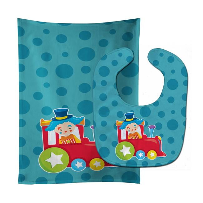 Circus Clown Train Baby Bib & Burp Cloth