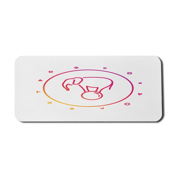 Circus Computer Mouse Pad, on a Ball Line Art with Gradient Colors Geometric Design, Rectangle Non-Slip Rubber Mousepad X-Large, 35" x 15" Gaming Size, White and Multicolor, by Ambesonne
