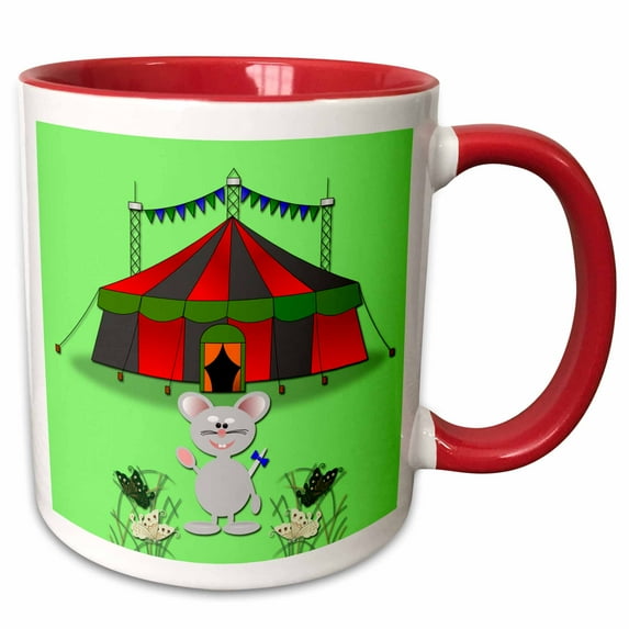 Circus. Cute mouse. Butterflies. Kids décor. 15oz Two-Tone Red Mug mug-261461-10