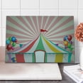 thumbnail image 1 of Circus Cutting Board, Old Style Vintage Circus Tent with Balloons Carnival Celebration Performance Animals, Decorative Tempered Glass Cutting and Serving Board, Large Size, Multicolor, by Ambesonne, 1 of 5