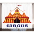 thumbnail image 1 of Ambesonne Circus Curtains 2 Panel Set, Old Fashioned Retro Tent, 108" x 90", Red Yellow White, 1 of 3