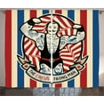 thumbnail image 1 of Ambesonne Nostalgic Curtains 2 Panel Set, Vintage Circus Star, 108" x 84", Beige Red Blue, 1 of 3