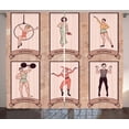 thumbnail image 1 of Ambesonne Vintage Curtains 2 Panel Set, Circus Acrobats Gymnast, 108" x 84", Pink Beige, 1 of 3