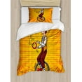 thumbnail image 1 of Circus Duvet Cover Set, Disc Juggler Man on Unicycle Comic Book Inspired Design on Pop Art Rays, Decorative 2 Piece Bedding Set with 1 Pillow Shams, Twin Size, Orange and Multicolor, by Ambesonne, 1 of 3