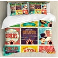 thumbnail image 1 of Circus Duvet Cover Set Queen Size, Composition of Old Circus Icons Carnival Magicians Old Fashioned Nostalgic Festive, Decorative 3 Piece Bedding Set with 2 Pillow Shams, Multicolor, by Ambesonne, 1 of 3