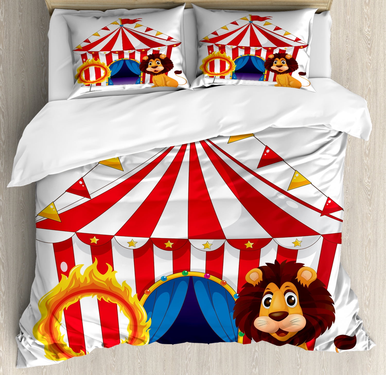 Circus Tent and Lion Queen Size Duvet Cover Set
