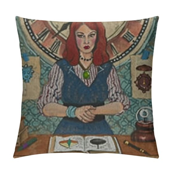 Circus Elephant Snake Star Circus Performer Psychic Fortune Teller Clown Throw Pillow Covers Pillowcases Linen Home Pillow Protector for Men Women