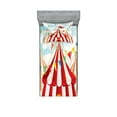 thumbnail image 1 of Circus Fitted Sheet & Pillow Sham Set, Circus Stripes Sunshines Through Cloudy Sky Traditional Performing Arts Theme, Decorative Printed 4 Piece Bedding Decor Set, Twinxl, Blue White Red, by Ambesonne, 1 of 3