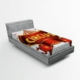 thumbnail image 1 of Ambesonne Circus Fitted Sheet, Carnival Sign Nightlife, Twin XL Size, Yellow White Red, 1 of 2