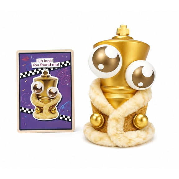 Circus Golden Figurine Doll With King Crown,Large Eyes & Robe Design,Premium Cotton Collectible Birthday For Anime Fans For Display & Gift Giving