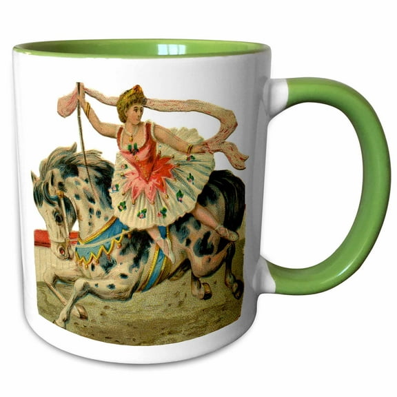 3drose, Circus Horse and Ballerina, 11oz Two-tone Green Mug