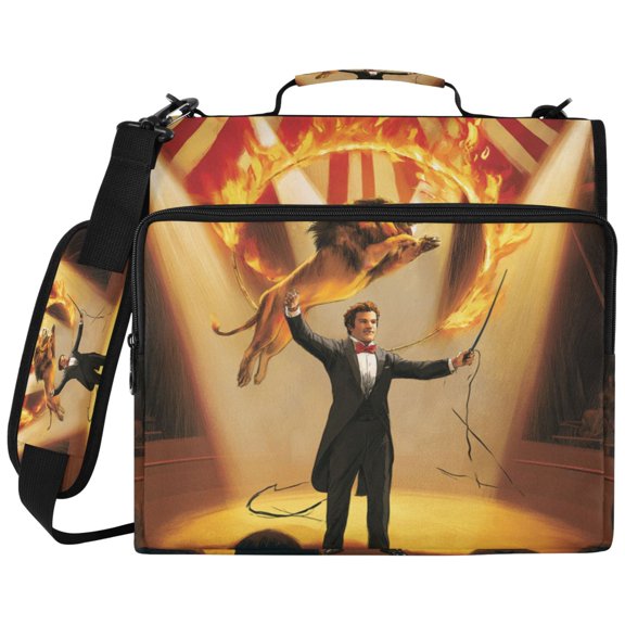 Circus Lion Printed Zipper Binder with Handle&Shoulder Strap 2 inch 3 Ring 500+300 Sheet Capacity File Folder Organizer