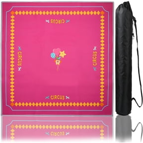 Circus Mahjong Mat with - 31.5x31.5 Inch Hand-Painted Style Rubber Mat, Diatom Mud Waterproof Surface, Anti-Slip Foldable Original Design-Themed Game Nights