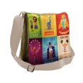 thumbnail image 1 of Circus Messenger Bag, Retro Circus Animals, Unisex Cross-body, by Ambesonne, 1 of 2