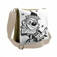 thumbnail image 1 of Circus Messenger Bag, Whimsical Clown Portrait, Unisex Cross-body, by Ambesonne, 1 of 2