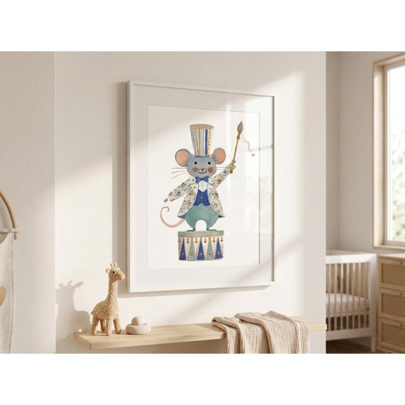 Circus Mouse Art Print Ringmaster Nursery Wall Decor For Room Whimsical Animal Vintage Circus Mouse Wall Decor Circus Art
