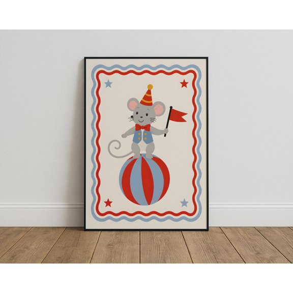 Circus Mouse Wall Art Print, Cute Animal Poster, Children S, Poster Only