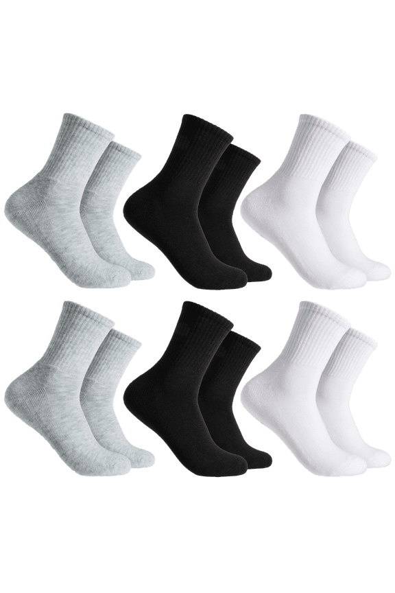 by Sam Edelman 6-Pack Half Cushion Crew Sock (2 White, 2 Grey, 2 Black)