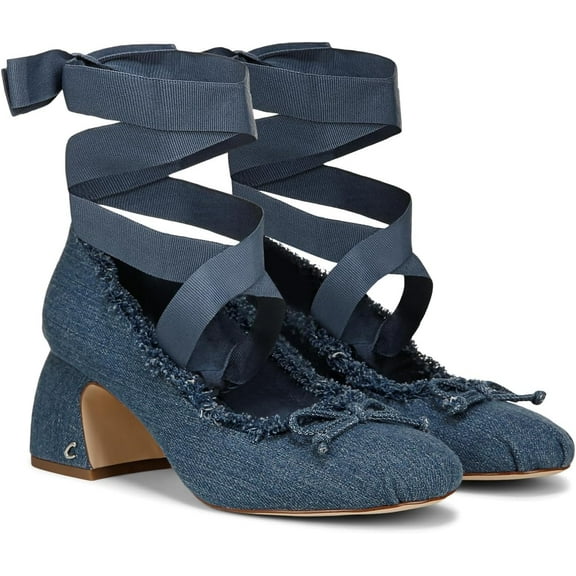 Circus NY by Sam Edelman Women's Della Pump Stone Wash Blue Fringe 7M