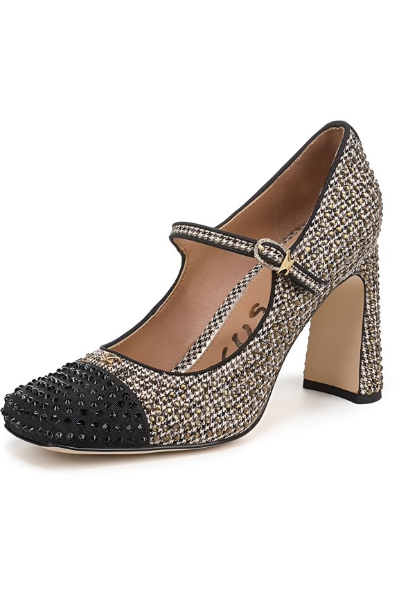 Women's Elora Block Heel Mary Jane Pump Black Natural Multi 9M