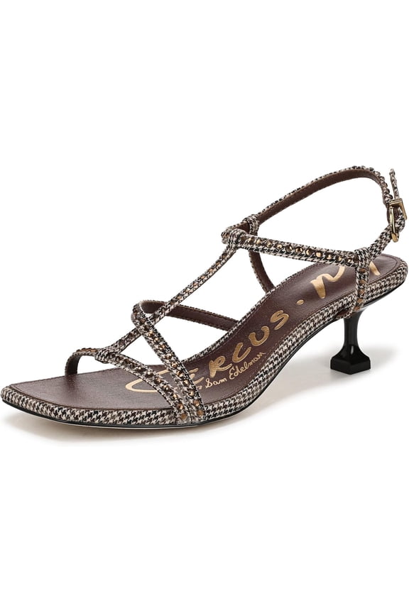 by Sam Edelman Women's Jaida Strappy Heeled Sandal Black Natural Multi Glitz 12M