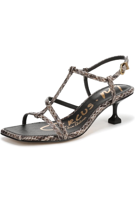 by Sam Edelman Women's Jaida Strappy Heeled Sandal Taupe Snake Multi 6.5M