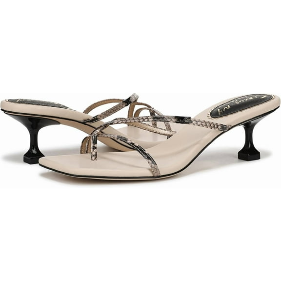 Circus NY by Sam Edelman Women's Juliet Kitten Heel Strappy Sandal Black Natural Multi 7M