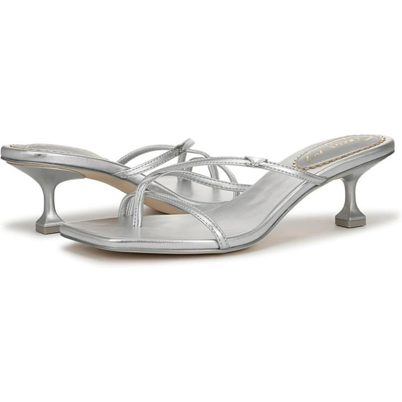 Circus NY by Sam Edelman Women's Juliet Kitten Heel Strappy Sandal Soft Silver 10M