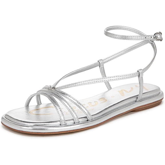 Circus NY by Sam Edelman Women's Olana Strappy Flat Sandal Soft Silver 9.5M