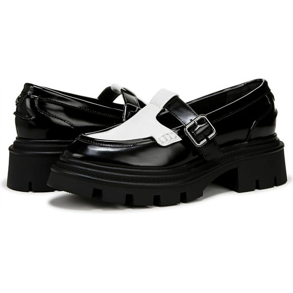 Circus NY by Sam Edelman Women's Payson Lug Sole Mary Jane Loafer Black/Bright White 6.5M