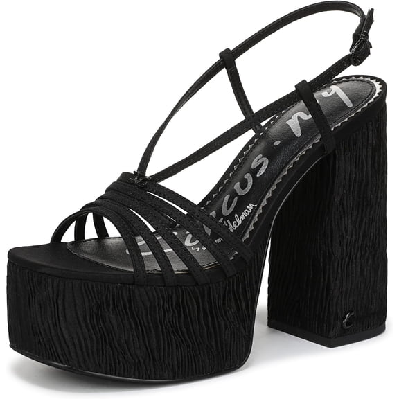 Circus NY by Sam Edelman Women's Siena Heeled Sandal Black Shantung 9.5M