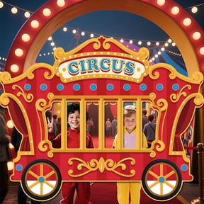Circus Party Theme Decorations Backdrop 4.8x5.9Ft Circus Carriage Shape Banner Backdrops Carnival Themed Photography Background