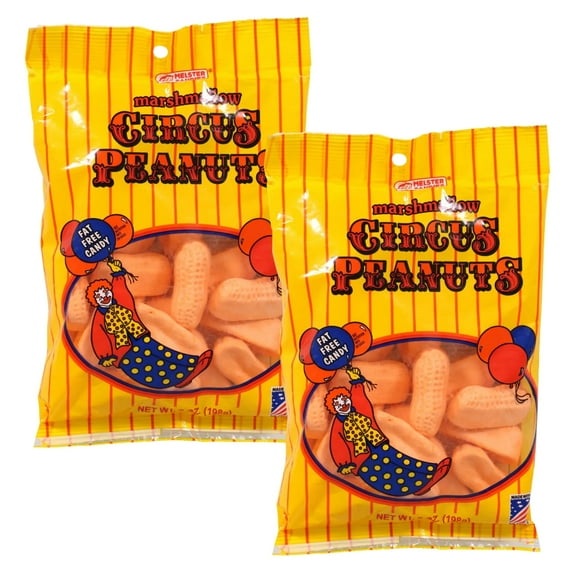 Circus Peanut Candies 6 oz for Home Office Birthday Wedding Party Favor Chewy Food Snack Treats Easter Egg Hunt Basket Stocking Stuffer Goodie Bowl Bag Fillers Candy Dishes Gift Supplies - 2 count
