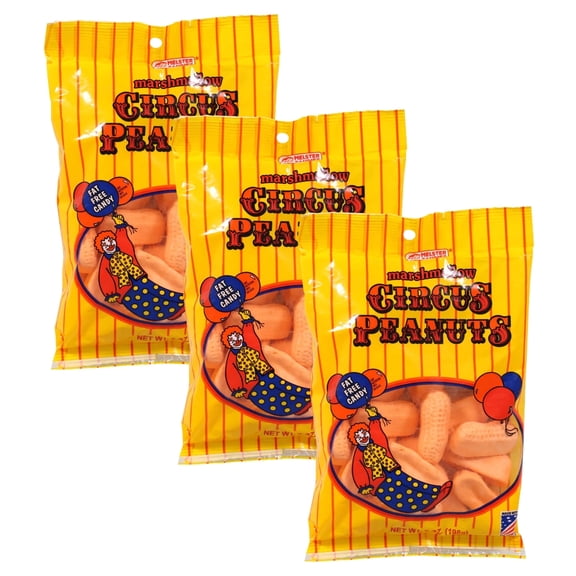 Circus Peanut Candies 6 oz for Home Office Birthday Wedding Party Favor Chewy Food Snack Treats Easter Egg Hunt Basket Stocking Stuffer Goodie Bowl Bag Fillers Candy Dishes Gift Supplies - 3 count