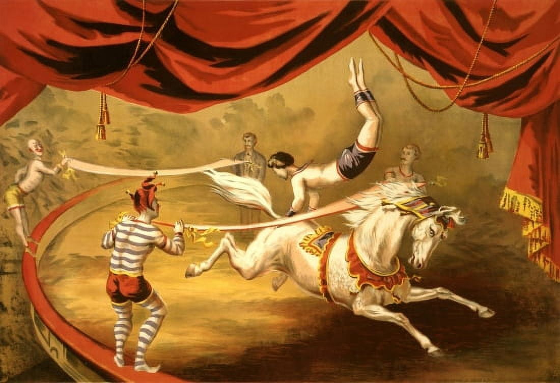 Circus Performers On Horseback Circus Canvas Art - (18 x 24)