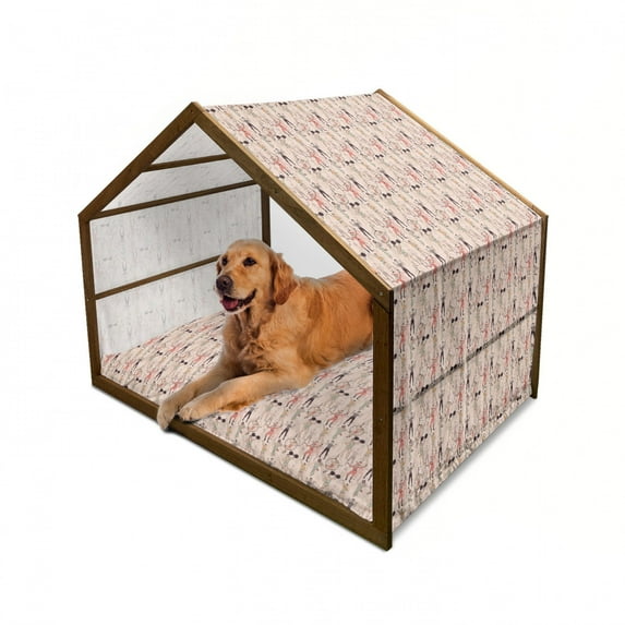Circus Pet House, Acrobat Actor Artist Gymnast Harlequin Masculine Feminine Clown Characters of Circus, Outdoor & Indoor Portable Dog Kennel with Pillow and Cover, 5 Sizes, Multicolor, by Ambesonne