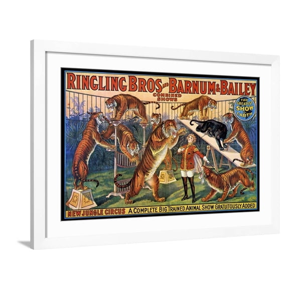 Art.com Circus Poster, 1920S Giclee Print, White Frame Wall Art, 44" x 32"