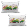thumbnail image 1 of Circus Quilted Pillowcover Set of 2, Circus Carnival Scene with Ferris Wheel and Tree Images Cool Fun Park Show, Standard Queen Size Pillow Cover for Bedroom, 30" x 20", Multicolor, by Ambesonne, 1 of 1