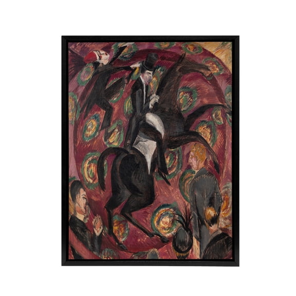 Circus Rider Castanets Dancers Kirchner Black Framed Canvas Wall Art 24x32"