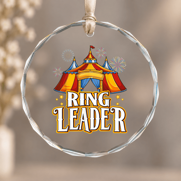 Circus Ringleader Carnival Crew Party Christmas Ornament, Festive Seasonal Decor, Circle Glass Ornament