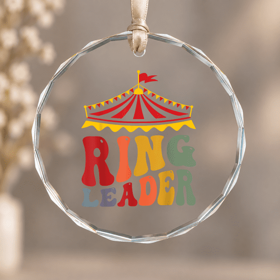 Circus Ringleader Carnival Crew Party Christmas Ornament, Holiday Keepsake Gift, Circle Glass Ornament