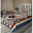thumbnail image 1 of Ambesonne Nostalgic Fitted & Top Sheet Set with Sham, Vintage Circus Star, Beige Red Blue, 1 of 4