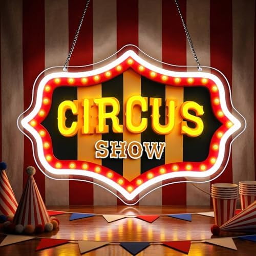 Circus Show Neon Sign,Vintage Circus LED Neon Light, USB Powered Wall Decor, Retro Carnival Theme Night Light for Kids Room, Party Decoration, Bedroom, Game Room$$Tools & Hardware Other