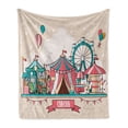 thumbnail image 1 of Circus Soft Flannel Fleece Blanket, Circus Facilities Scenery in Flat Design Style Balloons Children Park Illustration, Cozy Plush for Indoor and Outdoor Use, 50" x 70", Multicolor, by Ambesonne, 1 of 6