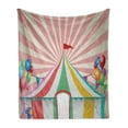 thumbnail image 1 of Circus Soft Flannel Fleece Blanket, Old Style Vintage Circus Tent with Balloons Carnival Celebration Performance Animals, Cozy Plush for Indoor and Outdoor Use, 60" x 80", Multicolor, by Ambesonne, 1 of 6