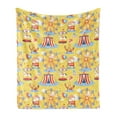 thumbnail image 1 of Circus Soft Flannel Fleece Throw Blanket, Amusement Park Pattern with Ferris Wheel Popcorn Ice Cream Tent, Cozy Plush for Indoor and Outdoor Use, 60" x 80", Mustard Vermilion, by Ambesonne, 1 of 5