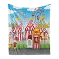 thumbnail image 1 of Circus Soft Flannel Fleece Throw Blanket, Carnival Many Rides and Shops Illustration Landscape Cloudy Sky View Print, Cozy Plush for Indoor and Outdoor Use, 70" x 90", Multicolor, by Ambesonne, 1 of 5