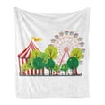 thumbnail image 1 of Circus Soft Flannel Fleece Throw Blanket, Circus Carnival Scene with Ferris Wheel and Tree Images Cool Fun Park Show, Cozy Plush for Indoor and Outdoor Use, 50" x 70", Multicolor, by Ambesonne, 1 of 5