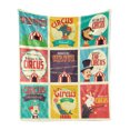 thumbnail image 1 of Circus Soft Flannel Fleece Throw Blanket, Composition of Old Circus Carnival Magicians Old Fashioned Nostalgic, Cozy Plush for Indoor and Outdoor Use, 70" x 90", Multicolor, by Ambesonne, 1 of 6