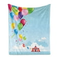 thumbnail image 1 of Circus Soft Flannel Fleece Throw Blanket, Circus Tent and Balloons Clouds Horizon Skyline Fantasy Party Fun Entertainment, Cozy Plush for Indoor and Outdoor Use, 50" x 60", Multicolor, by Ambesonne, 1 of 5